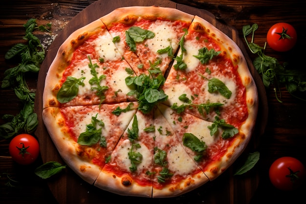 Foto gratuita deliziosa pizza all'interno sopra la vista