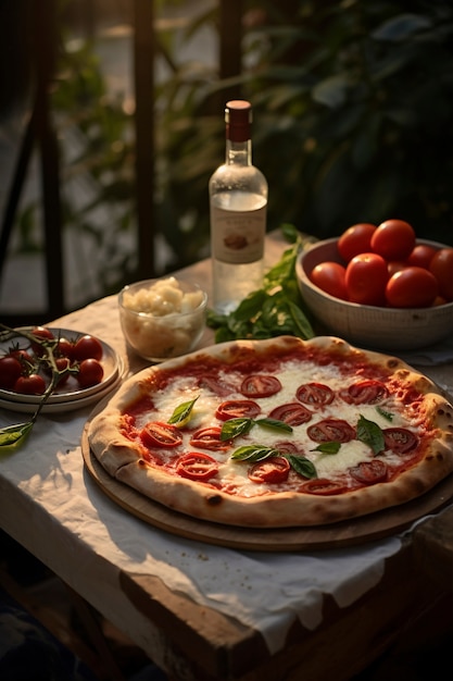 Free photo delicious pizza  outdoors