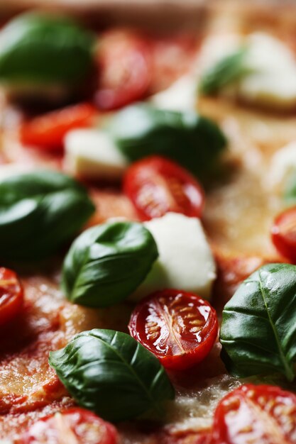 delicious pizza with basil