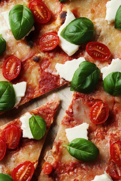 delicious pizza with basil