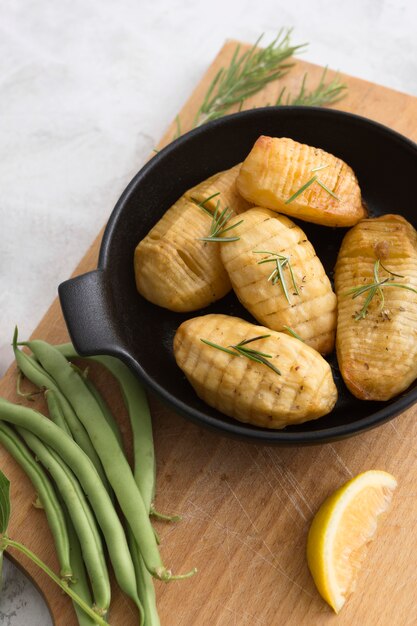 Delicious potatoes meal and beans