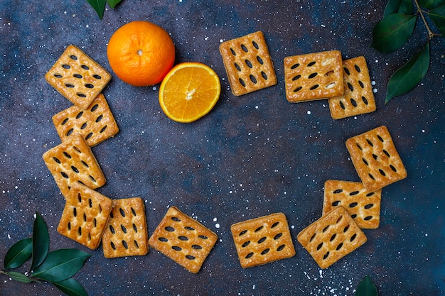 Delicious puff pastry cookies,  top view