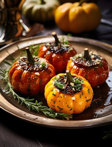 Foto gratuita un delizioso pasto di zucca in casa.