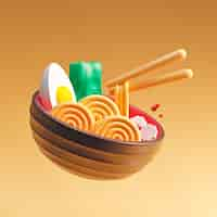 Free photo delicious ramen with chopsticks arrangement