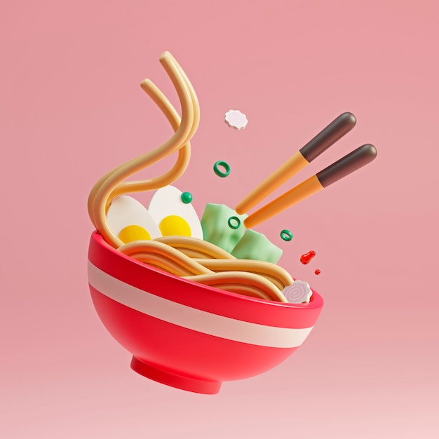 Free photo delicious ramen with chopsticks arrangement