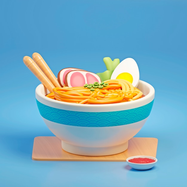 Delicious ramen with chopsticks arrangement