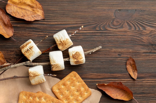 Foto gratuita deliziosa composizione di dessert s'mores