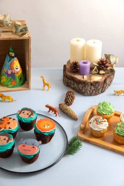 Delicious safari party cupcakes arrangement