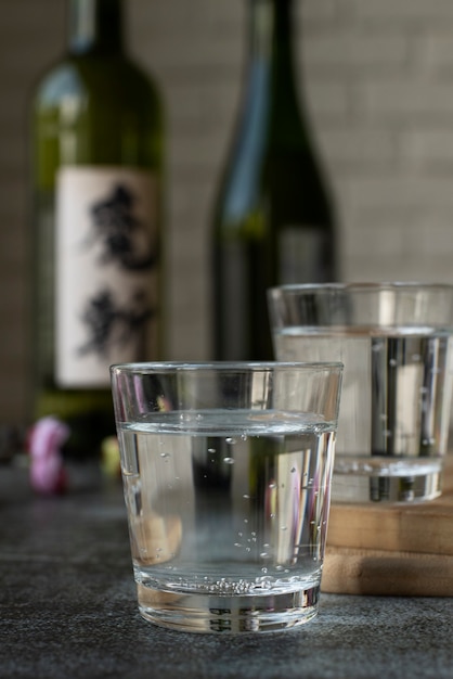 Free photo delicious sake beverage glasses