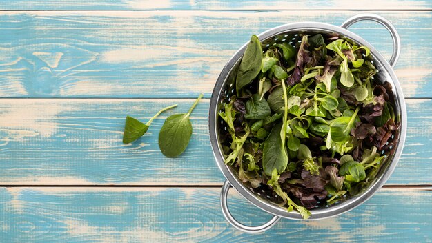 Delicious salad in a white bowl arrangement