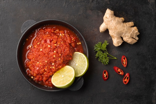 Free photo delicious sambal dish arrangement