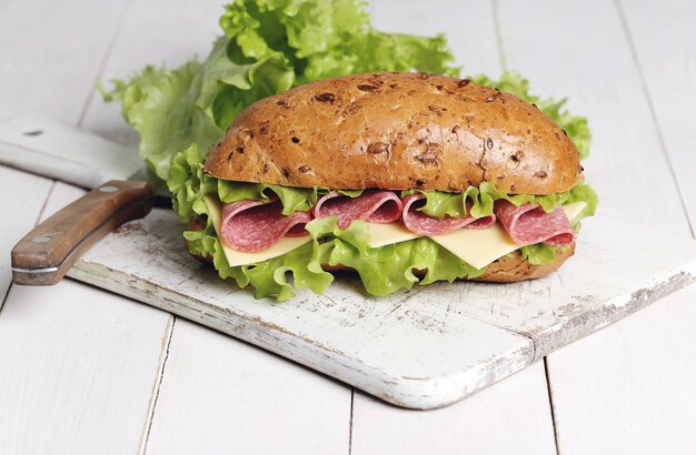 Delicious sandwich with lettuce