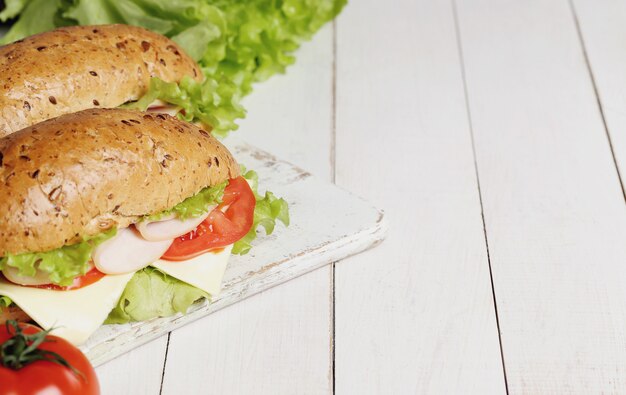Delicious sandwiches with lettuce