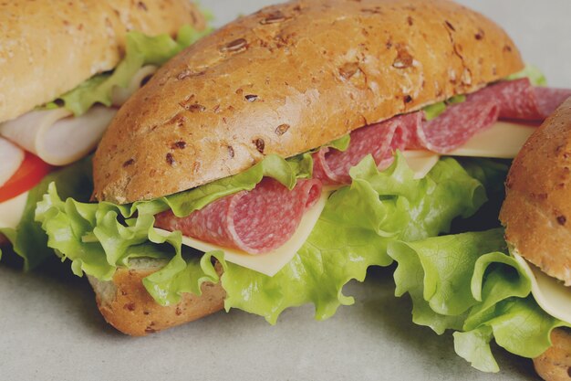 Delicious sandwiches with lettuce