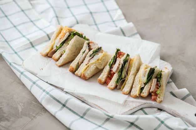 Delicious sandwiches with white bread