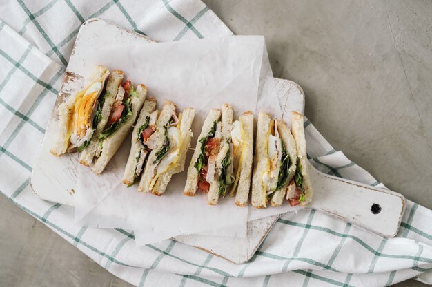 Delicious sandwiches with white bread