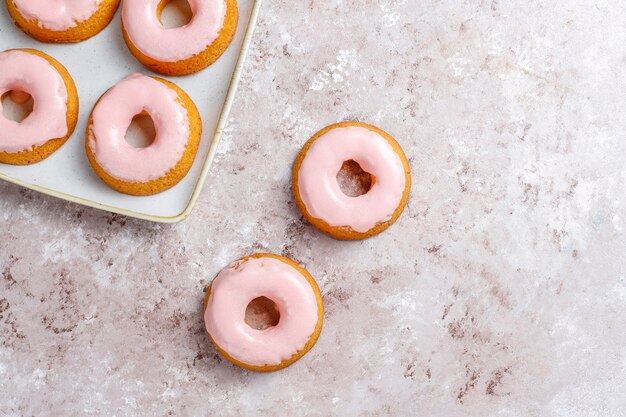 Delicious simple donuts,top view