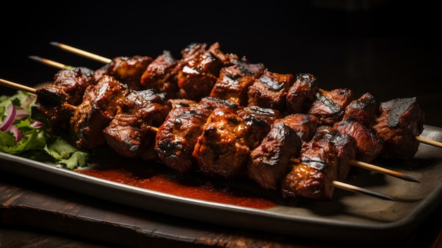 Delicious skewers with meat