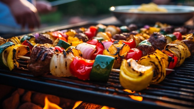 Foto gratuita spiedini deliziosi con carne