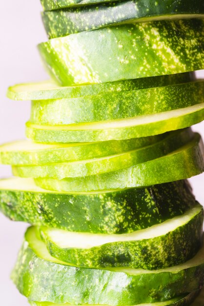 Delicious sliced cucumber close-up