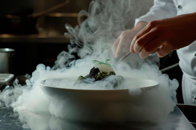 美味しい煙で調理された食べ物