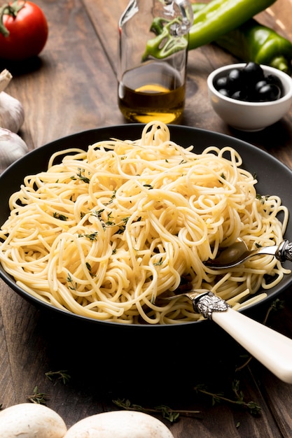 Delicious spaghetti with mushrooms