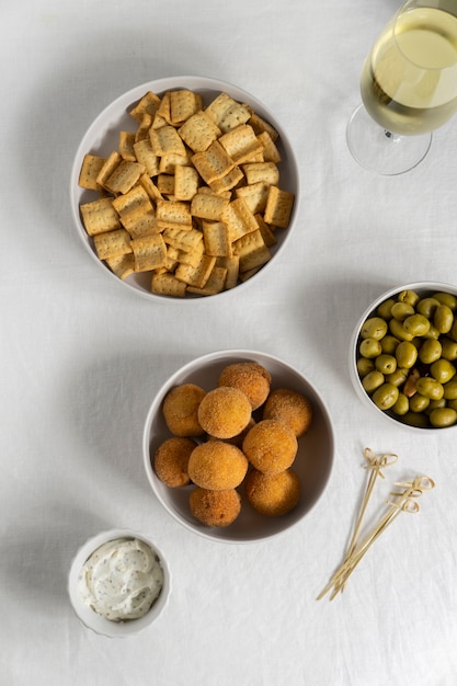 Delicious spanish croquettes arrangement