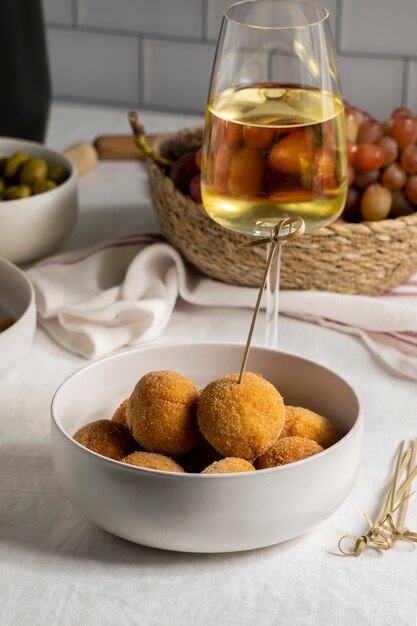 Delicious spanish croquettes arrangement