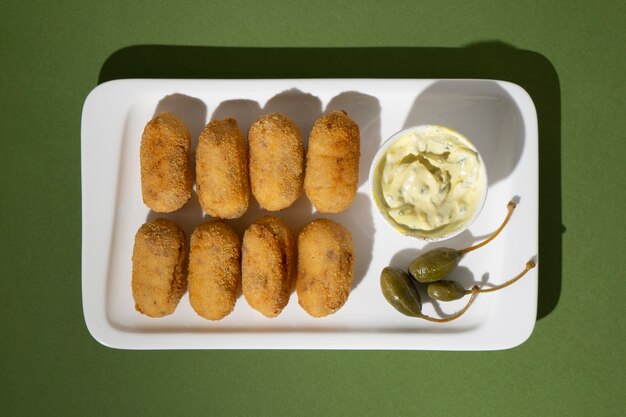 Delicious spanish croquettes composition