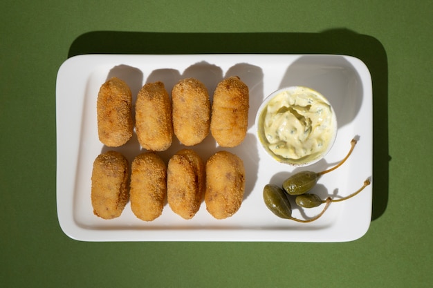 Delicious spanish croquettes composition