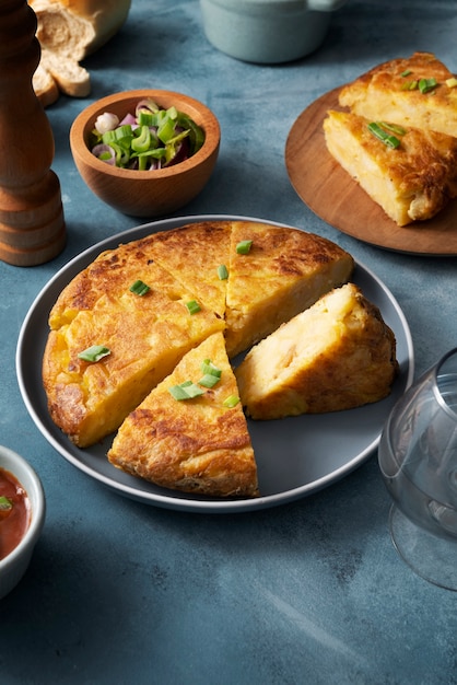 Free photo delicious spanish tortilla still life