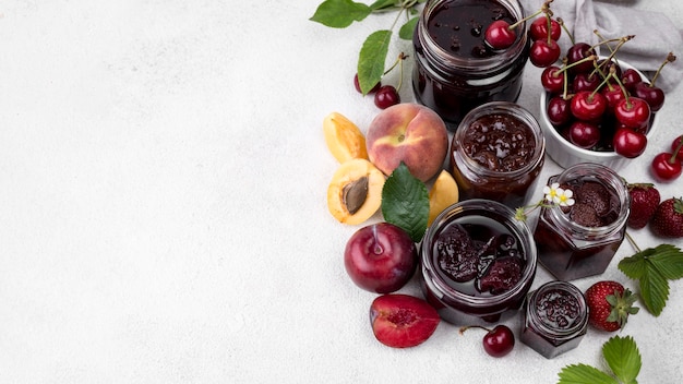 Delicious stewed fruit in jars