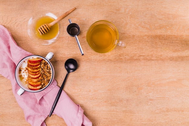 Delicious sticky honey with tea