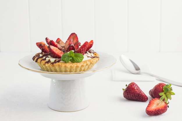 Delicious strawberry tart on a plate