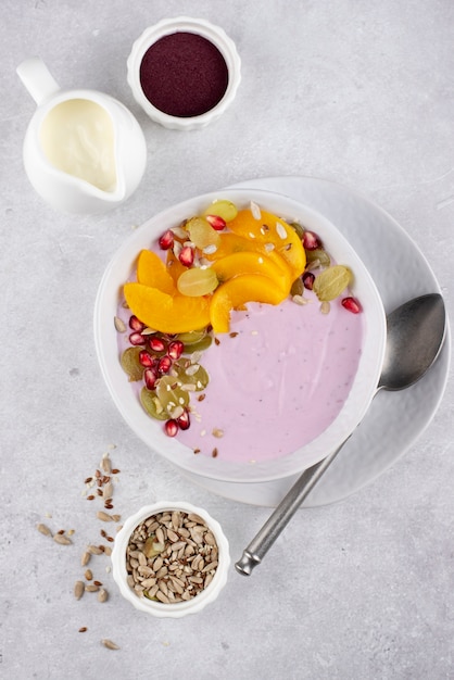 Delicious sweet açai bowl arrangement