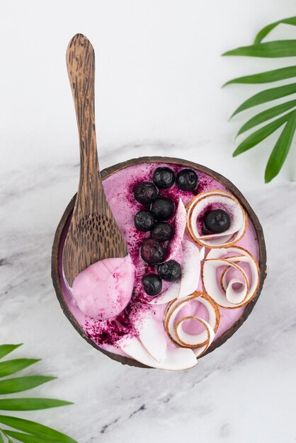 Delicious sweet açai bowl arrangement