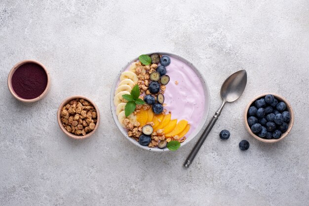 Delicious sweet açai bowl assortment