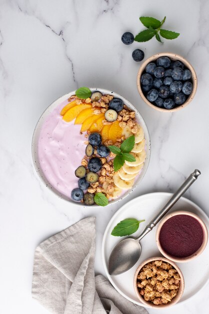 Delicious sweet açai bowl assortment