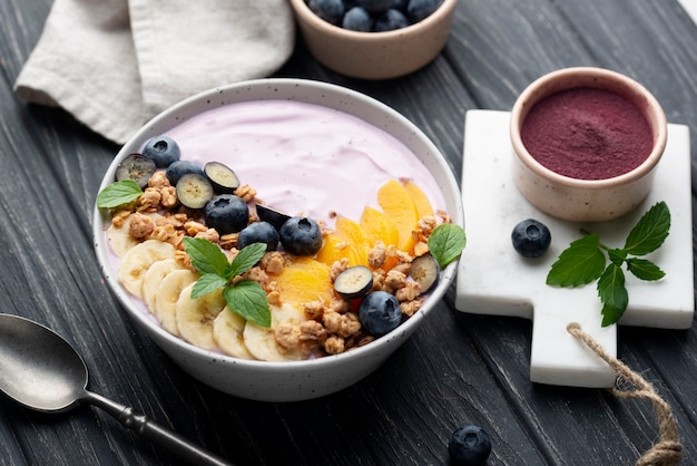 Delicious sweet açai bowl assortment