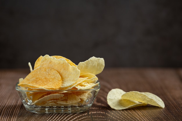 Delicious sweet potato chips in bowl