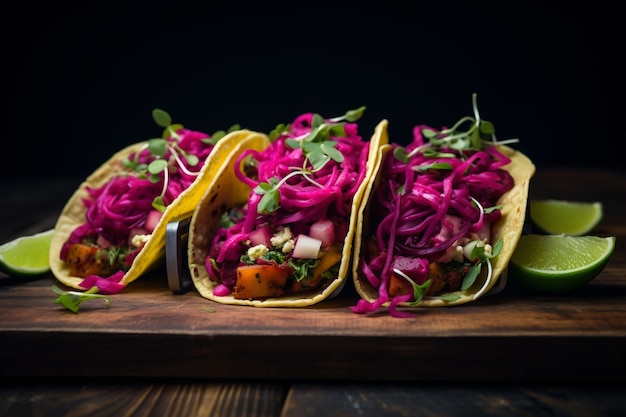 Delicious tacos on table