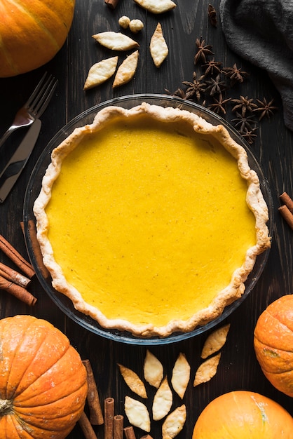 Delicious thanksgiving pie top view