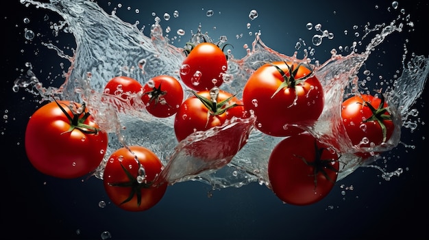 Free photo delicious tomatoes with water