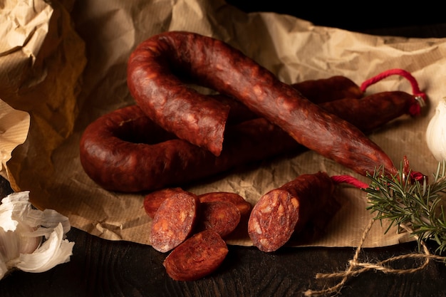 Delicious traditional chorizo composition