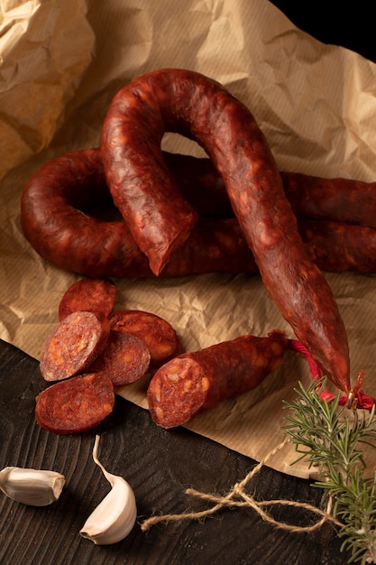 Delicious traditional chorizo composition