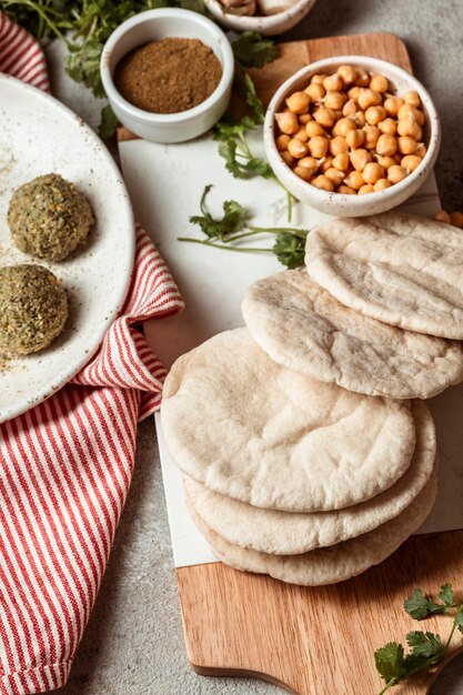 Delicious traditional jewish food arrangement