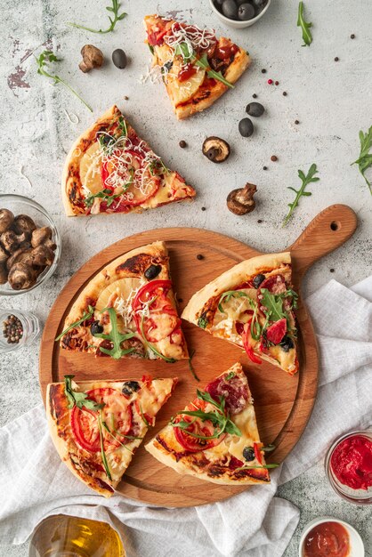 Delicious traditional pizza arrangement