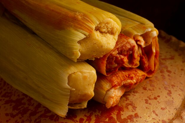 Delicious traditional tamales composition