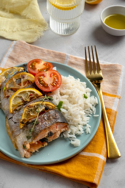 Free photo delicious trout meal arrangement