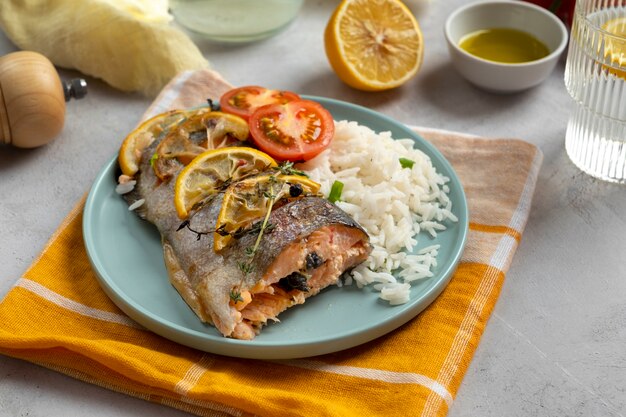 Delicious trout meal arrangement